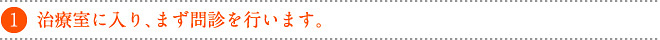 治療室に入り、まず問診を行います。